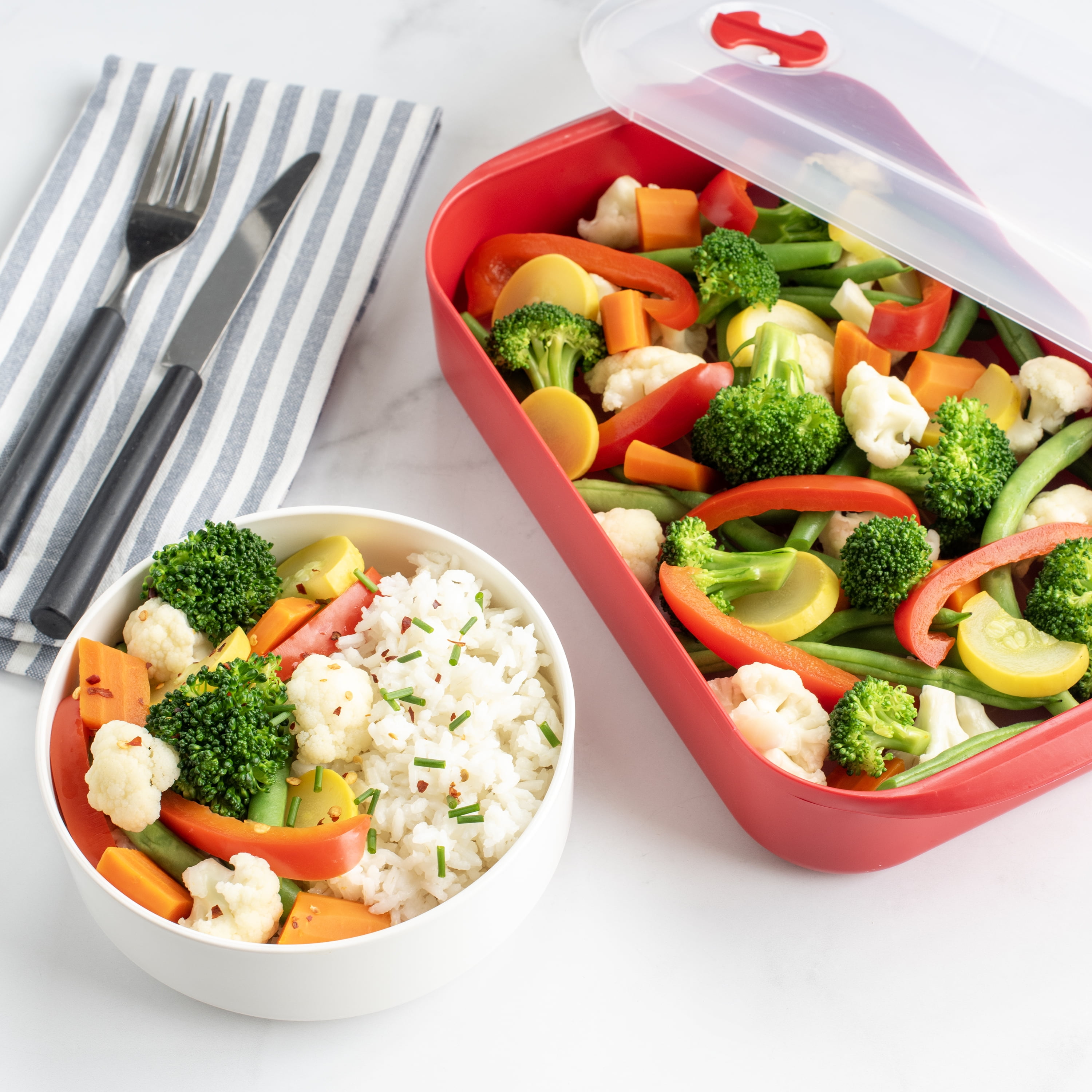 Nordic Ware Microwave Veggie Steamer, Red, 10.4" x 6.6" x 2.1"