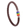 thumbnail image 1 of Pulsera de piel de vaca tejida, pulsera de arcoíris, colorida, moda, cobre, hebilla magnética, joyería, 1 of 5