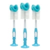 Dr. Brown's Baby Bottle Brush with Suction Cup Stand, Sponge, Scrubber & Nipple Cleaner Blue, 3 Pack