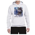 thumbnail image 2 of Wolves and the Moon in the Winter Night | Mens Animal Lover Hooded Sweatshirt Graphic Hoodie, White, Large, 2 of 3