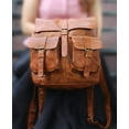 thumbnail image 3 of Leather backpack rucksack travel overnight travel laptop camping bag for men and women, 3 of 4