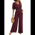 thumbnail image 3 of Mono de Mujer de Corta con Cuello en V, Elegante, Informal, con Pierna y Pantalones. Rojo Oscuro M, 3 of 9