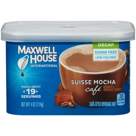 (4 Pack) Maxwell House International Suisse Mocha Cafe Sugar-Free Decaf Coffee, 4 oz