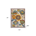thumbnail image 3 of HomeRoots 479411 12 x 15 ft. White Yellow & Blue Floral Non Skid Indoor & Outdoor Rectangle Area Rug, 3 of 6