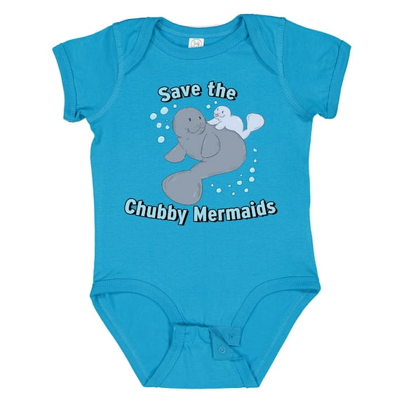 Inktastic Save the Chubby Mermaids with Cute Manatees Boys or Girls Baby Bodysuit