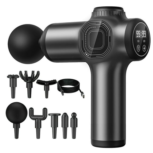 Muscle Massage Gun 8 Massage Heads LCD Screen Display Fascial Gun (Black)