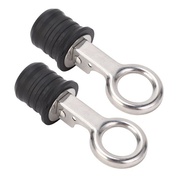 2Pcs Boat Plug Snap Handle, Stainless Steel Boat Drain Plug Rubber Plugs for Ships Yachts, Marine Boat Rubber Plug Accessories