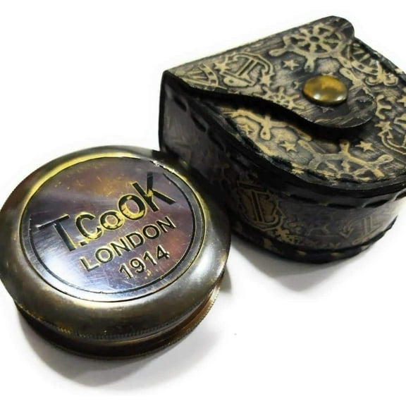 NauticalMart maritime brass antique compass t.cook london nautical sailor gift