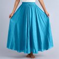 thumbnail image 4 of BUWTTER Skirts for Women Flowy Maxi Daily Wear A Line Ruffle Comfortable Elastic Waist Loose Long Blue Skirt 85CM, 4 of 7
