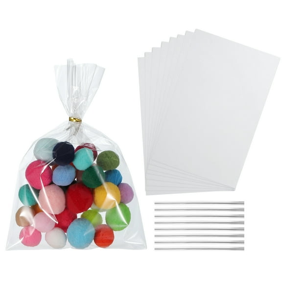 Uxcell Treat Bags Clear Gift Bags with Twist Ties Plastic Gift for Favor Cookies Candies Packaging Bakery Transparent