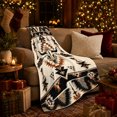 thumbnail image 3 of Western Steer Geometric Emblem, Rustic Desert Style for Ranch Style Fans, Cream Pumpkin Sofa Scene and Thanksgiving Gift, Warm Flannel Blanket for Cabin and Living Room, Home Decor, 3 of 9