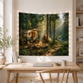 thumbnail image 5 of Forest Camper Scene in Soft Light, Peaceful Illustration for Nature Lovers, Forest Wall Art, Housewarming Gift, Tapestry Wall Hanging for Bedroom, Living Room and Cabin, 5 of 7