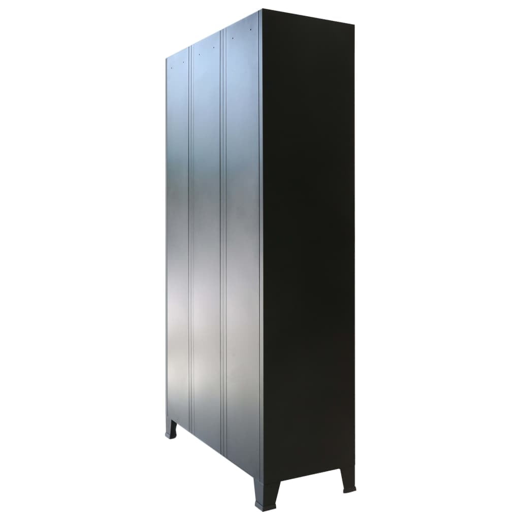 Kepooman Locker Cabinet with 3 Compartments for Office Home, Black Kepooman Locker Cabinet with 3 Compartments for Office Home, Black