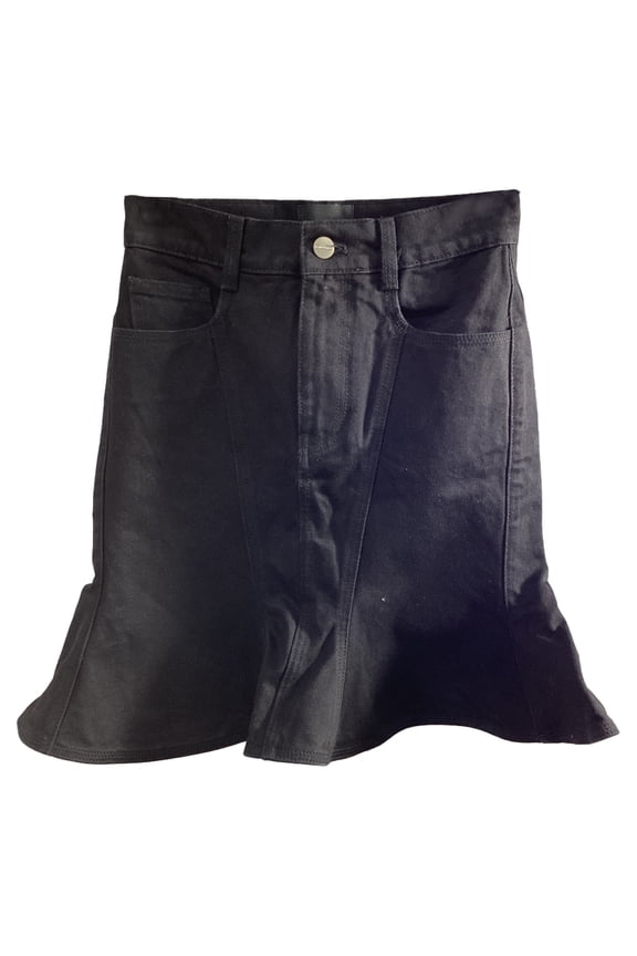 Pre-Owned Marc Jacobs Fluted Denim Mini Skirt in Black Cotton