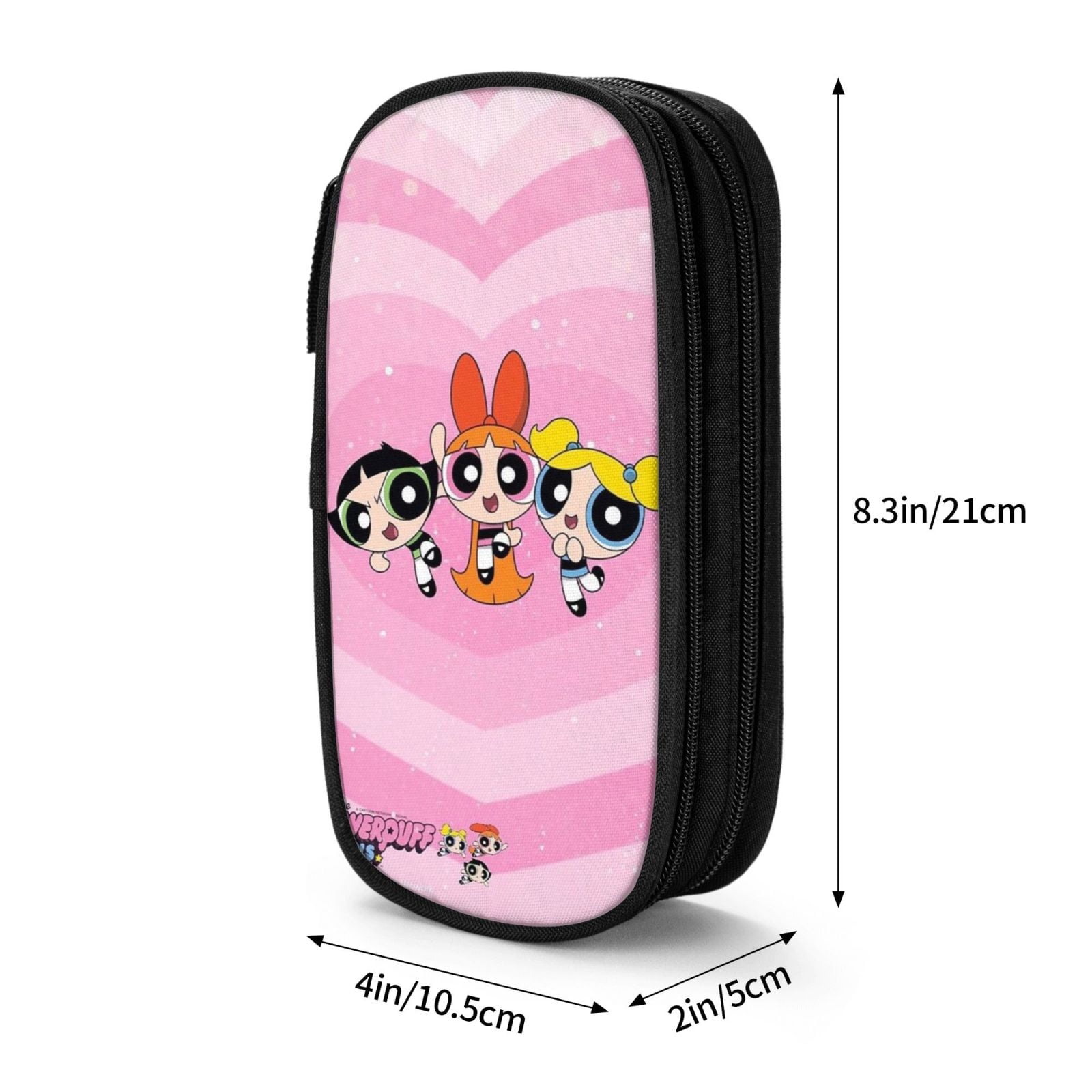 The Powerpuff Gi-rls Pencil Case Large Capacity Pencil Pouch Penbag Office Stationery Organizer Travel Makeup Bag Black