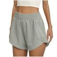 thumbnail image 5 of Audhol Running Shorts for Women, Women's Athletic Shorts High Waisted Running Solid Shorts with Zip Pocket Side Split Short Gym Elastic Workout Pants Womens Shorts Grey XL, 5 of 8