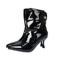 thumbnail image 4 of Dasayo Ankle Women's Boots Wide Width Black Slouch Snip Toe High Heel Faux Leather Dressy Boots Womens Shoes 36, 4 of 9