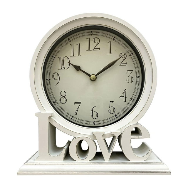 Rustic Desk Clock Mantel Clock Table Clock Clocks Shelf Silent Fireplace Digital White