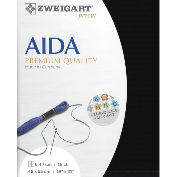 Precut Zweigart Aida 16 count Black 3251/720