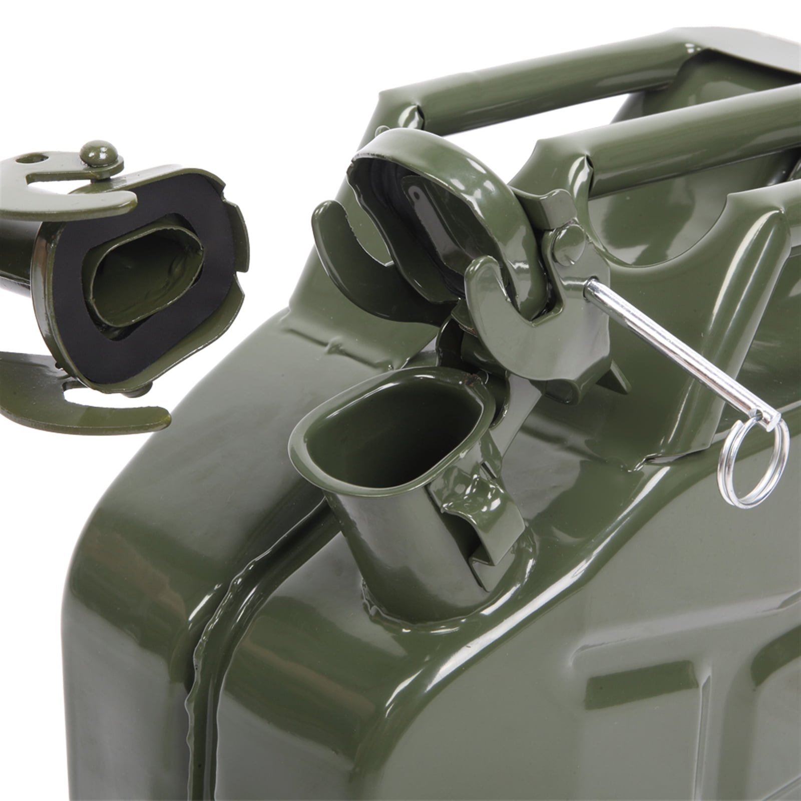 Oufan 10L Metal Gas Tank Can Gas Can Petrol Diesel Fuel Can Power Emergency Backup Tank with Flexible Spout, Gasoline Bucket, Fuels Gasoline Cars, Trucks, Equipment, Green