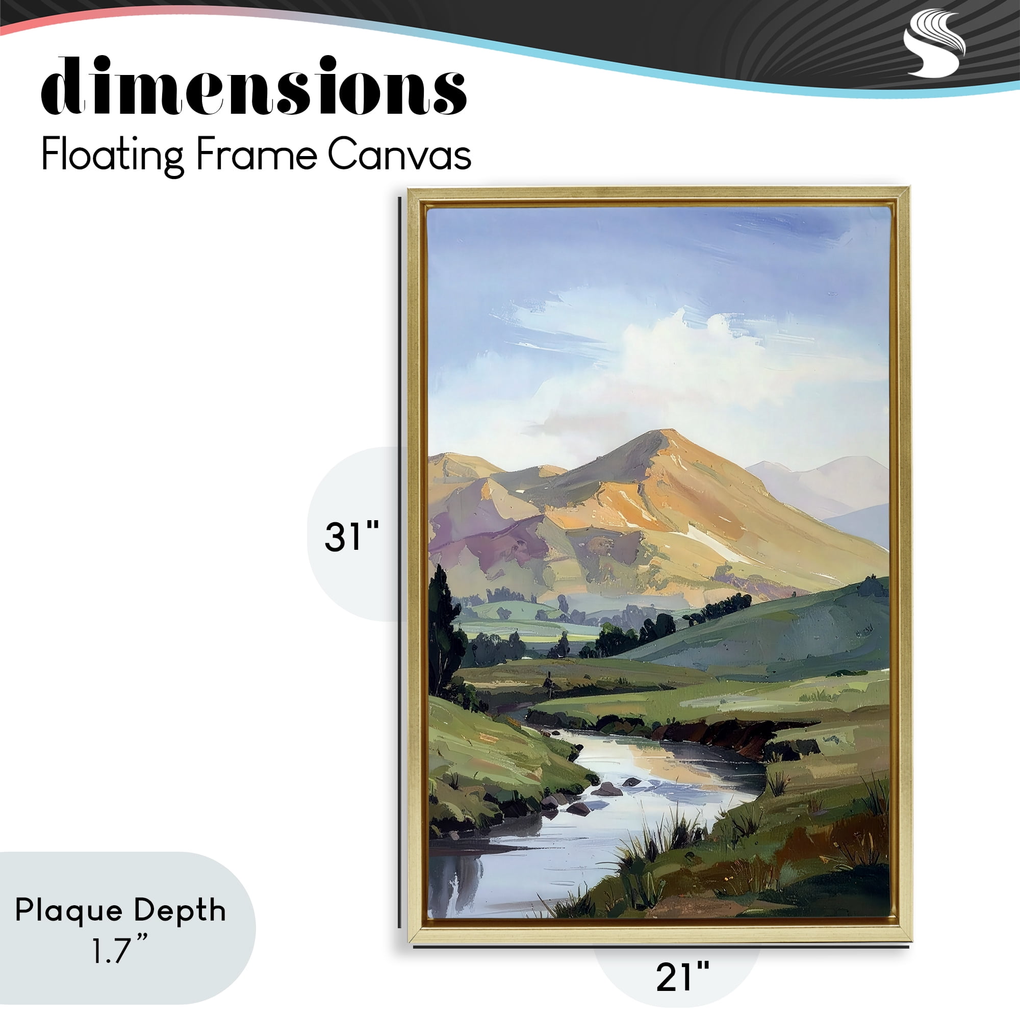 Stupell Industries Across The Valley Gold Framed Floater Canvas Wall Art, design by Alonza Saunders