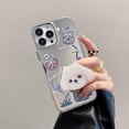 thumbnail image 3 of iPhone 14 6.1'' Mirror Case with Hand Stand Holder Flexible Cute Case Soft Print Silicone Clear Makeup Mirror Women Girls Shockproof Protect Cover Case for iPhone 14 (Cute Dog), 3 of 7
