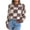 Coffee, variant on BXINGOHAI Women's Plaid Knitted Sweater Color Block Long Sleeve Pullover Tops Crewneck Style Knitwear Today Sales Khaki,S