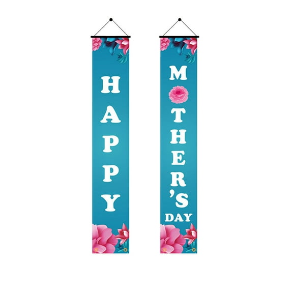 Nmdmisc Happy Mother's Day Porch Banner Floral Mothers Day Welcome Porch Sign Pink Rose Mother Day Decorations for Mothers Day Party Welcome Porch Wall Decor(71" X 12")