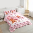 thumbnail image 3 of Feelyou Xmas Gingerbread Man Queen Comforter Set, Pink Buffalo Bedding Comforter Set, 3pcs, 3 of 8