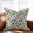 thumbnail image 2 of Strawberry Blue Flower Throw Pillow Cover Spring Leaf Plant Cotton Linen Cushion Cover Throw Pillow Case with Invisible Zipper for Couch Sofa Bed Chair Car 16x16 Inch, 2 of 14