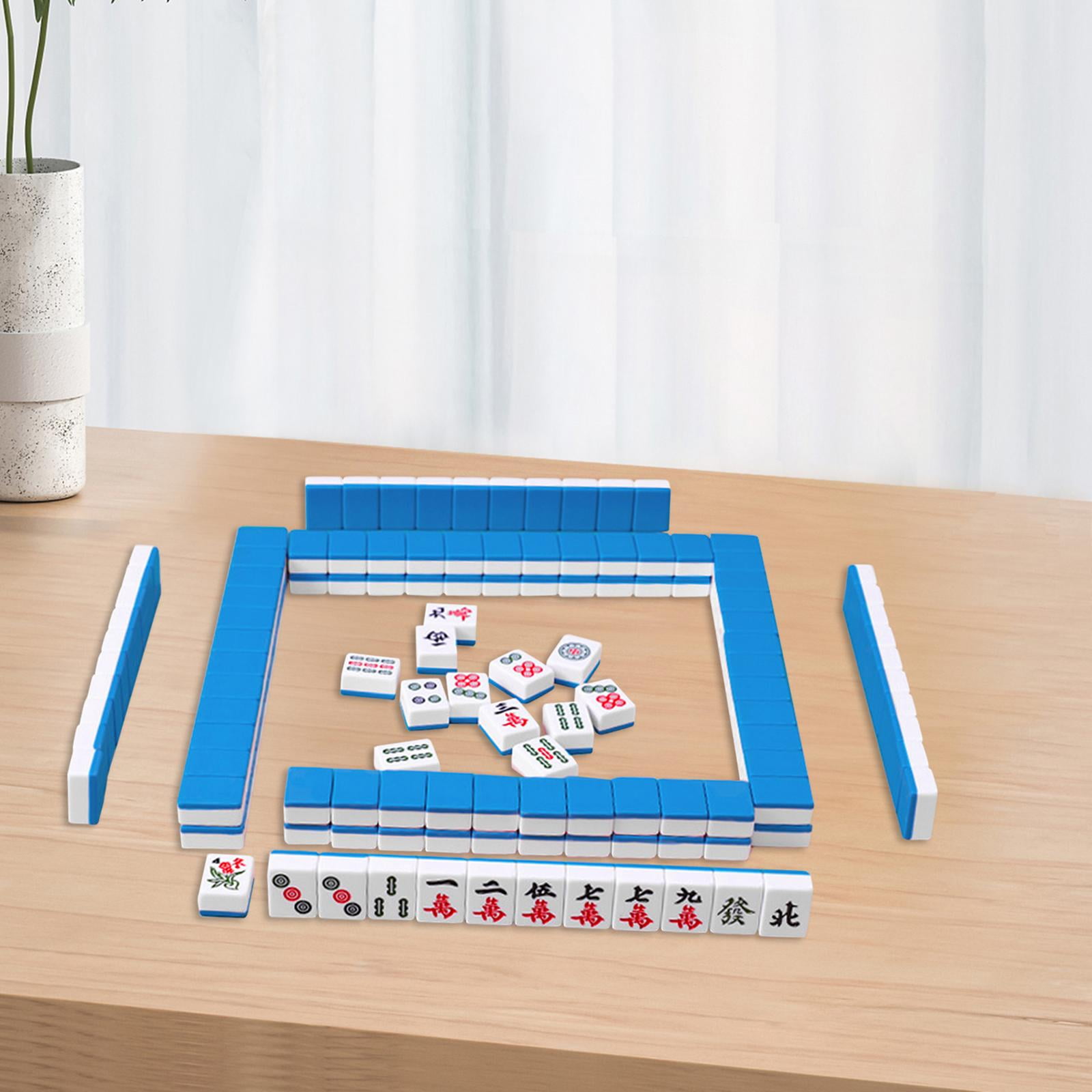 LeeQinersw 144x Chinese Version Game Set Leisure Time Chinese Style Game Mini Mahjong Tiles Blue