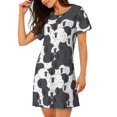 thumbnail image 2 of Fotbe Black And White Sheeps Bata de Dormir para Mujer con Estampado, Camisón de Algodón de Manga Corta, Ropa de Dormir Casual, 2 of 6