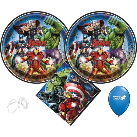 Marvel Avengers Superhero Party Supply Bundle with Plates and Napkins for 16 Guests