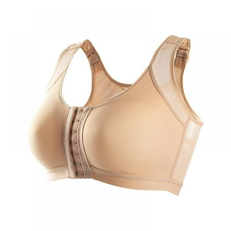 

Popvcly Women s Front Buckle Sport Bra Shockproof Wire Free Classic Versatile Venting Hole Bralette