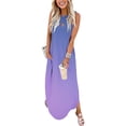 thumbnail image 1 of SMihono Robe Maxi Bohème d'Été pour Femmes Grande Taille Robe Longue Sans Manches Imprimée Col Croisé devant Robe de Plage, 1 of 5