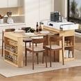 thumbnail image 2 of DAJU Extendable Dining Table with Folding Tabletop,Bar Table with Drawers and Power Outlet,Kitchen Island with Wheels and Hooks,Sideboard for Kitchen and Dining Room(Natural+Creamy White), 2 of 12