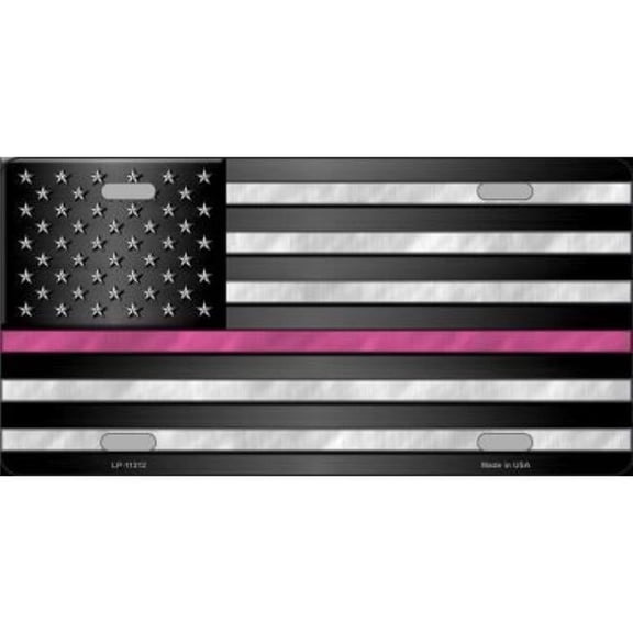 Thin Pink Line Metal License Plate