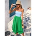 thumbnail image 4 of Vivid Green Strapless Maxi Dress For Women, Casual Elegant Vacation Flowy Skirt, 4 of 8