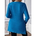 thumbnail image 2 of Cuteduck Women Plus Size Casual Ribbed Knit Blouse Fall Long Sleeve Sweater Square Neck Solid Top 1X-4X, 2 of 5