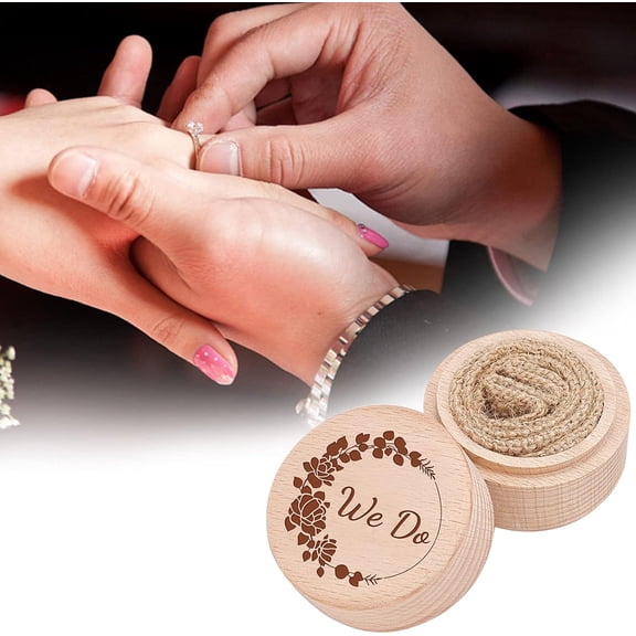 Engraved Ring Box Holder We Do Wedding Ceremony Wood Ring Bearer Box Ring Dish Storage Box Pillow Alternative Ring Stand for Valentines Anniversary Engagement Wedding Gifts 2 x 1.5 Inch Making DIY