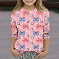 thumbnail image 2 of Taqqpue 4th of July Tops for Kids USA Flag Printed Tees Summer 3/4 Sleeve Casual Basic T Shirts, 2 of 5
