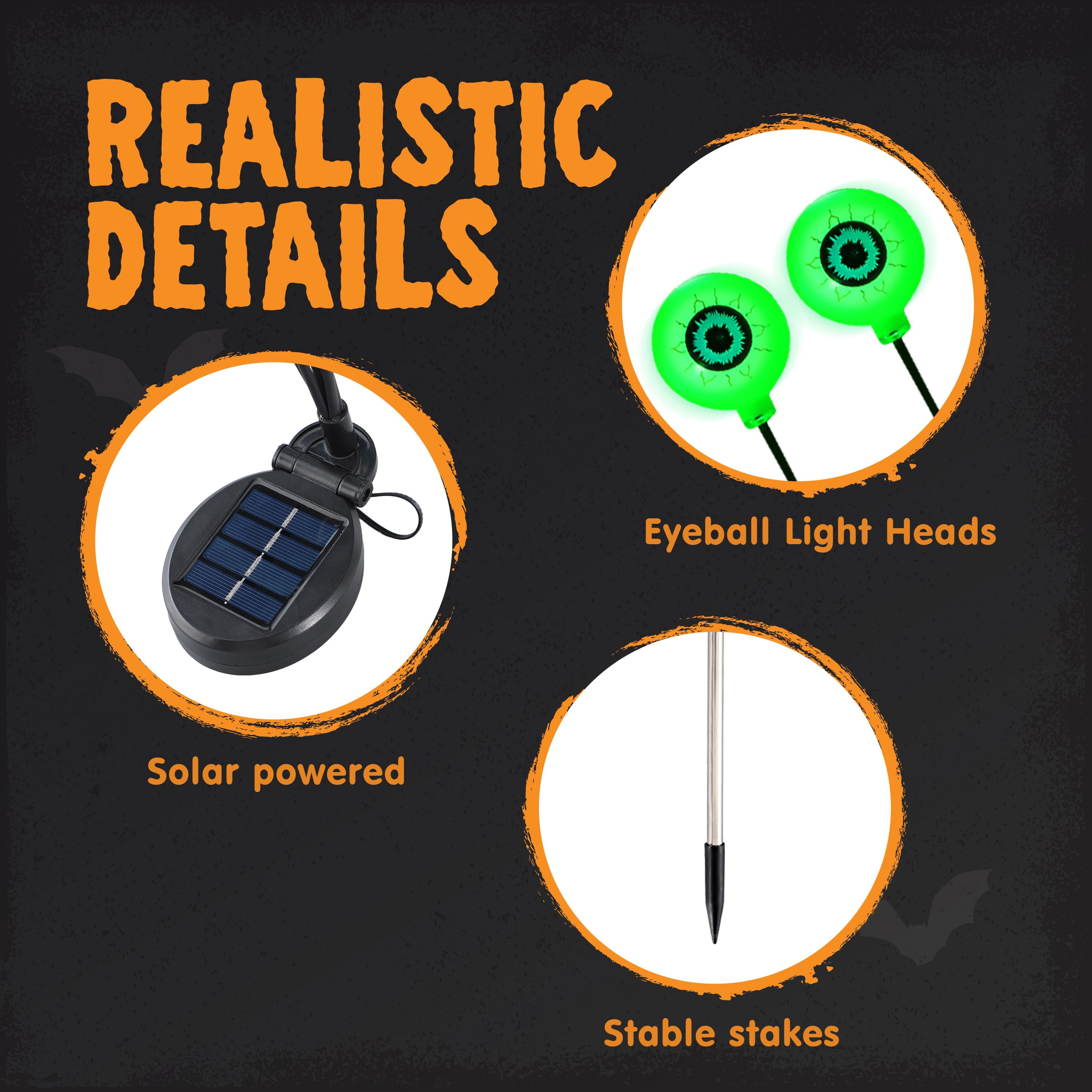 Joyfy 2 Pack Halloween Decorations Outdoor Solar Scary Eyeball Lights,Green Eyeball Swaying Firefly Lights,Waterproof Solar Halloween Path Lights for Yard Garden Lawn Decor