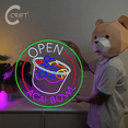 thumbnail image 2 of C-CRAFT Acai Bowl Open Neon Sign Led Light Up 33 inch for Acai Smoothie Bar Wall Art Decor, 2 of 4