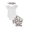 thumbnail image 1 of Fortune 2pcs Baby Girl Summer Sleeveless Lace Ribbed Jumpsuit and Ruffled Shorts, 1 of 1