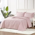 thumbnail image 2 of Juego de colcha Hansleep de damasco rosa California King, 3 piezas, 2 of 6