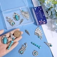 thumbnail image 3 of 1 BOX 16Pcs 8 Styles Synthetic Turquoise Charms Bulk Western Charms Bohemian Tibetan Style Silver Lucky Stone Alloy Large Vintage Charms for Jewelry Making Charms Bracelet Necklace Beginners DIY, 3 of 6