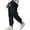 Navy #11, variant on Linen Pants Men Ankle Length Elastic Waist Beach Solid Color Pants Lightweight Ankle Strap Comfy Summer Trousers with Pockets Navy L
