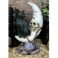 thumbnail image 7 of Witching Hour Halloween Black Cat Sitting On Crescent Moon Skull Figurine, 7 of 7