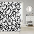 thumbnail image 2 of Manfei Lovely Sparkle Stars Print Shower Curtain 72Wx72L,Kawaii Cartoon Theme Bathroom Curtain,White Black, 2 of 5
