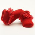 thumbnail image 4 of 1PC Infant Newborn Toddler Baby Girls Sock， Children Princess Bowknot Lace Flowers Short Socks Cotton Ruffle Frilly Trim Ankle Socks, 4 of 4